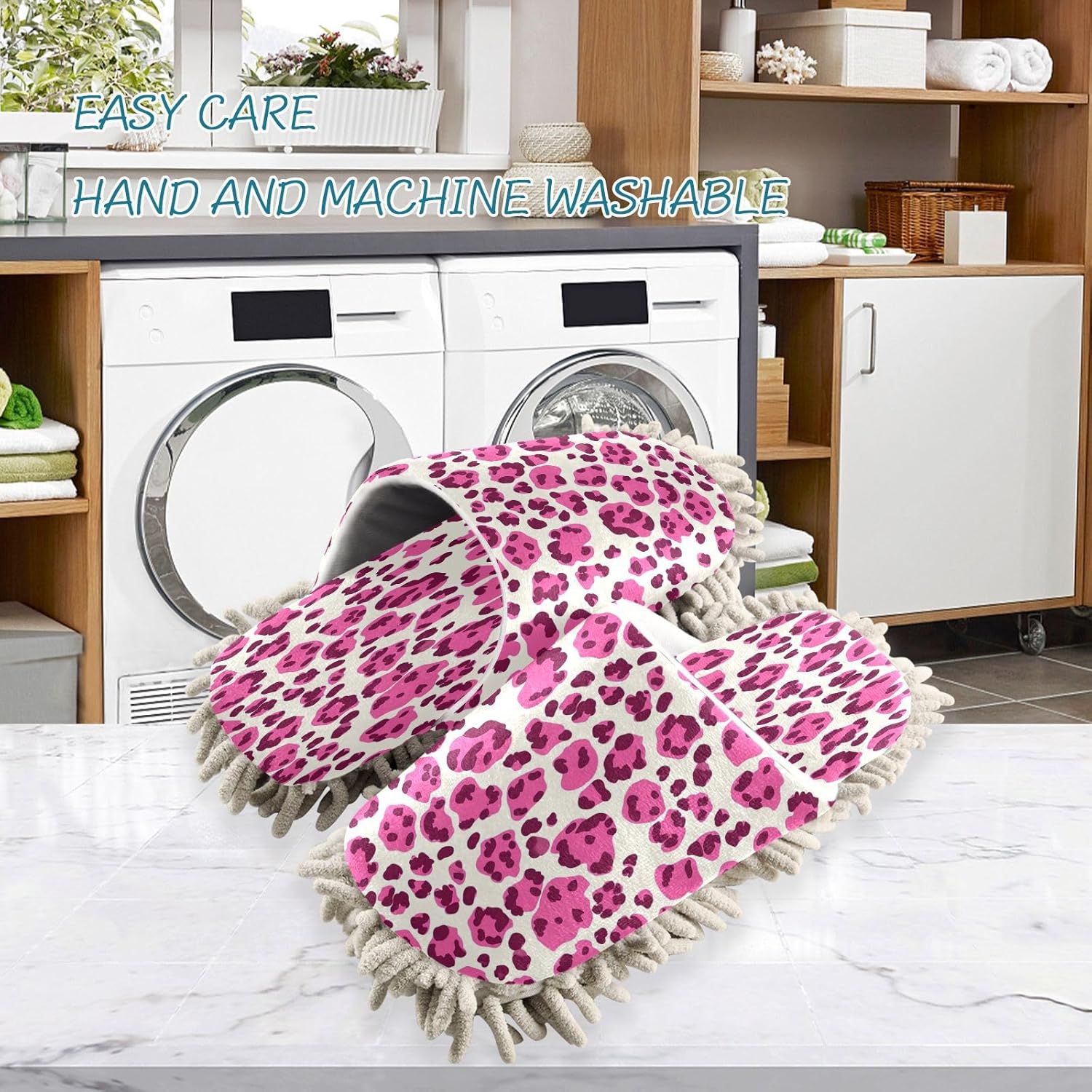 Zhirexin Leopard Mop Slippers for House Cleaning