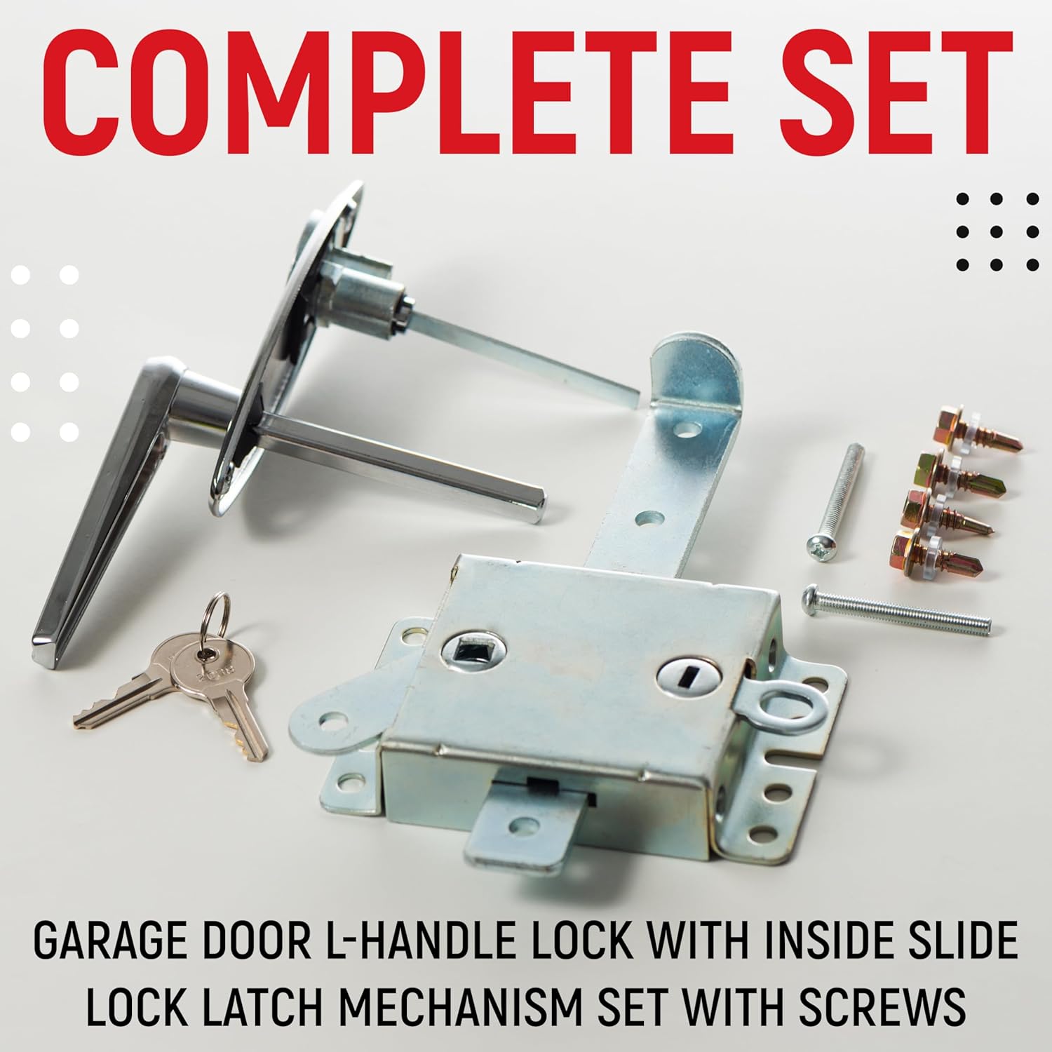 Granatan Garage Door Lock Kit with L-Handle and Slide Latch Mechanism