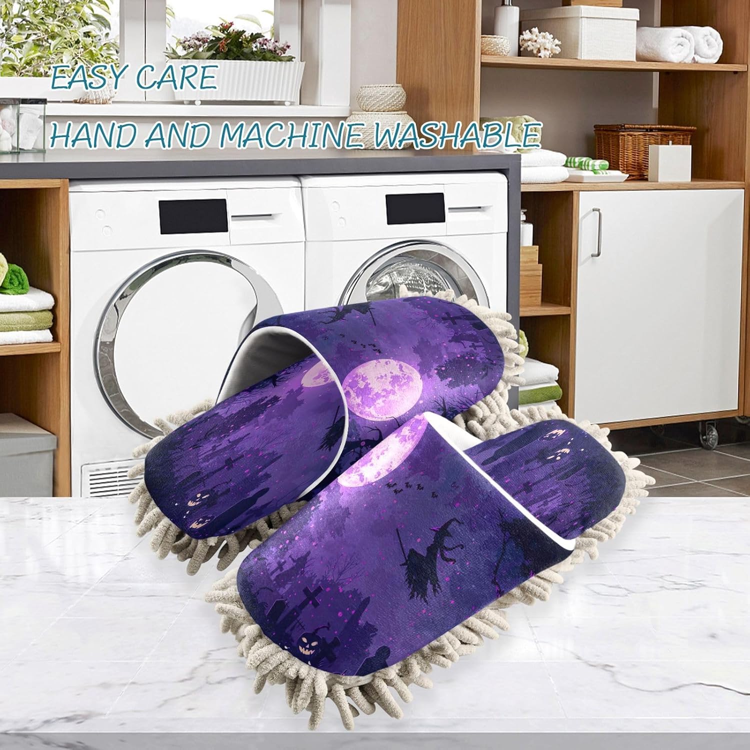 Zhirexin Dark Blue Mop Slippers for Men Women
