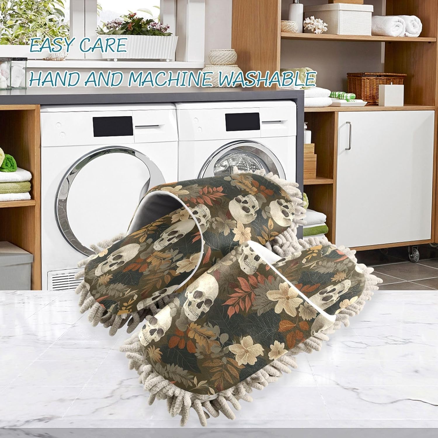 Zhirexin Cleaning Slippers for Men Women - Mop Shoes with Microfiber