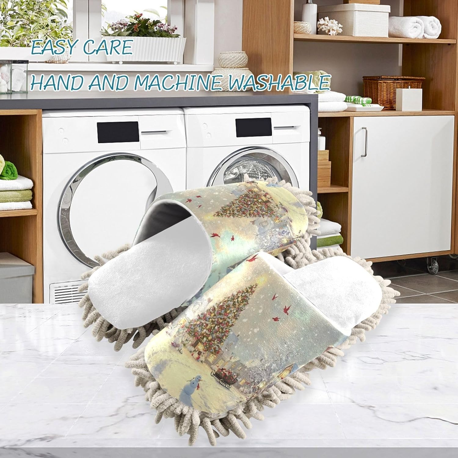 RunningBear Chenille Mop Slippers for Home Office Cleaning