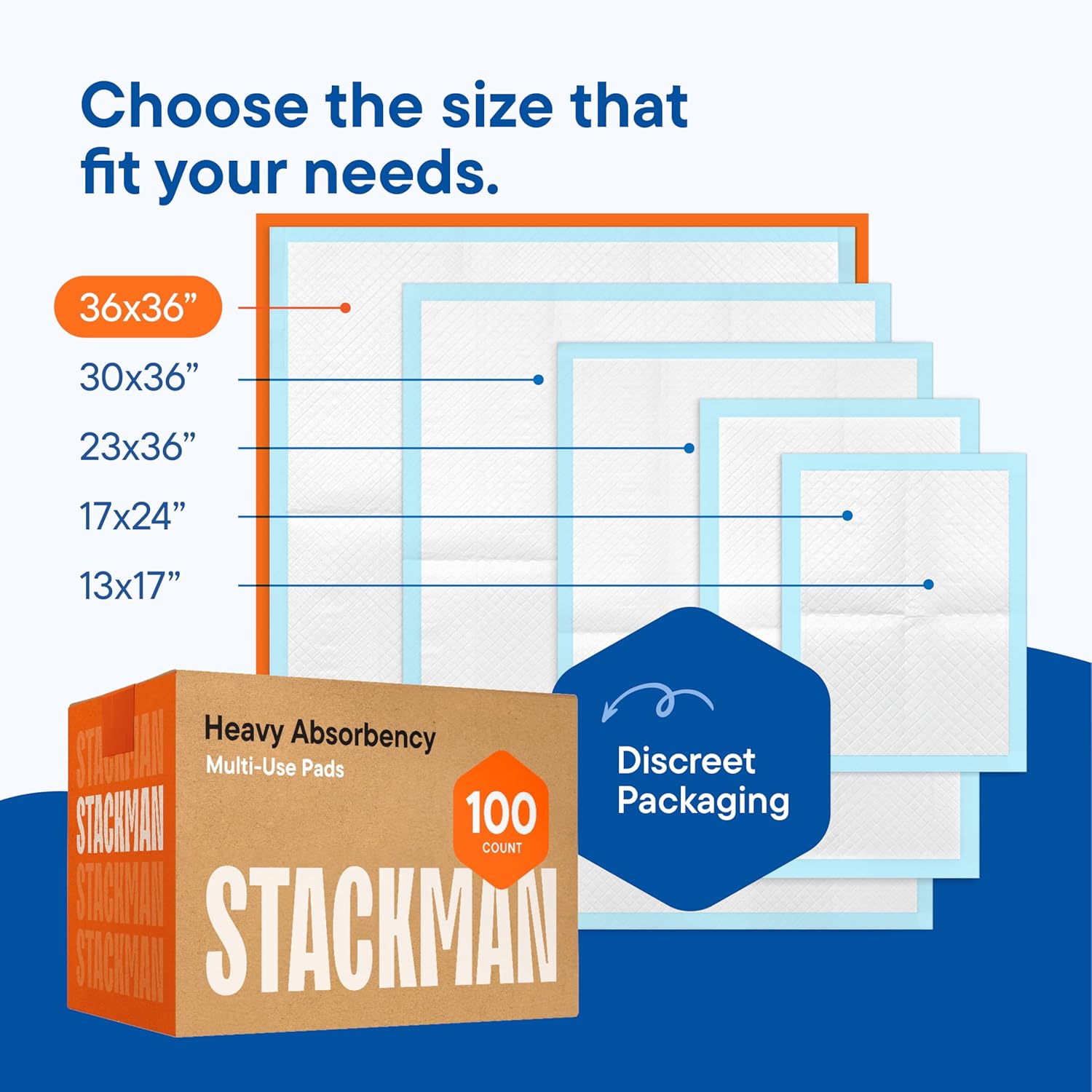 Stack Man Chucks Pads Disposable Underpads 100-Pack