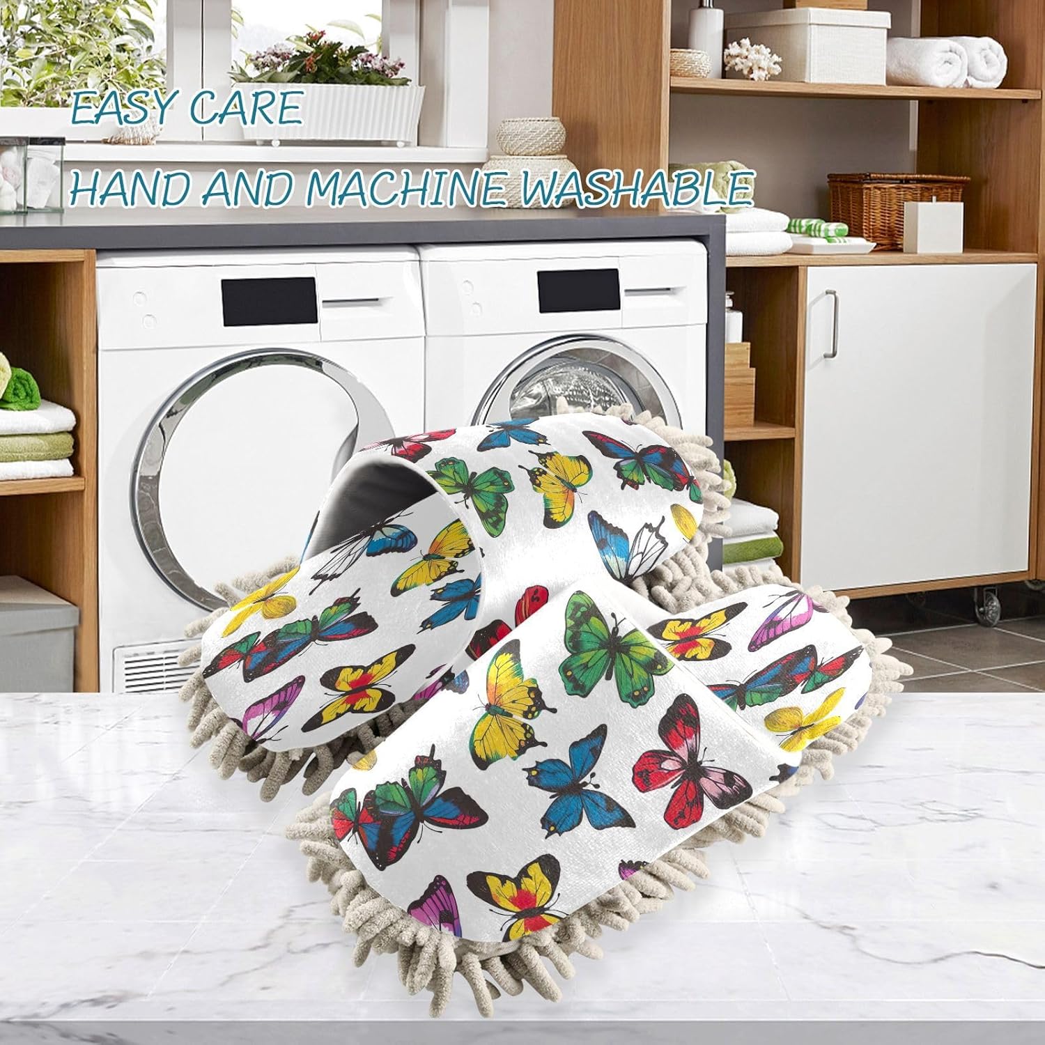 Zhirexin Colorful Butterfly Cleaning Slippers