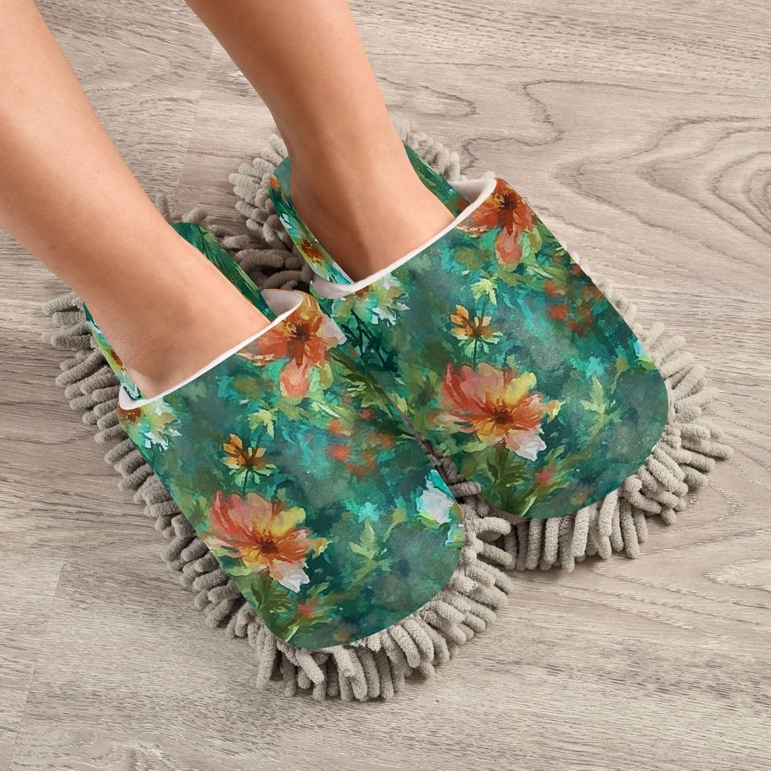 Zhirexin Cleaning Slippers with Microfiber Mop Pads