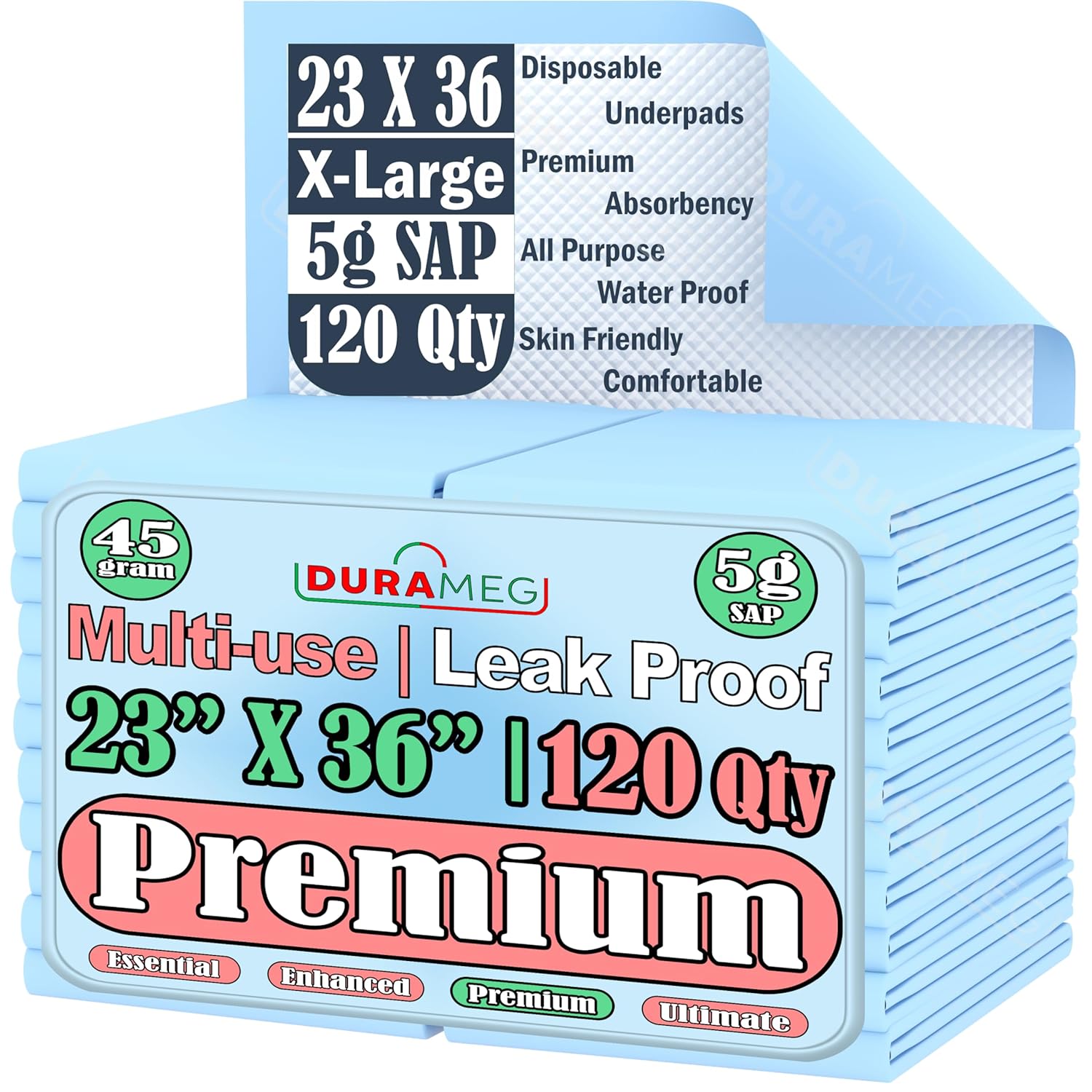 Durameg Chucks Pads Disposable 120-Pack for Adults Kids