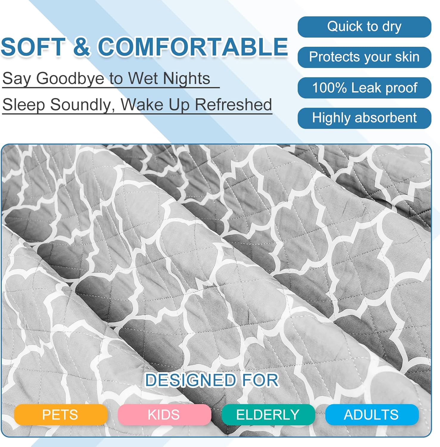 OUTCREATOR Washable Bed Pads 34 x 56 Pack of 2