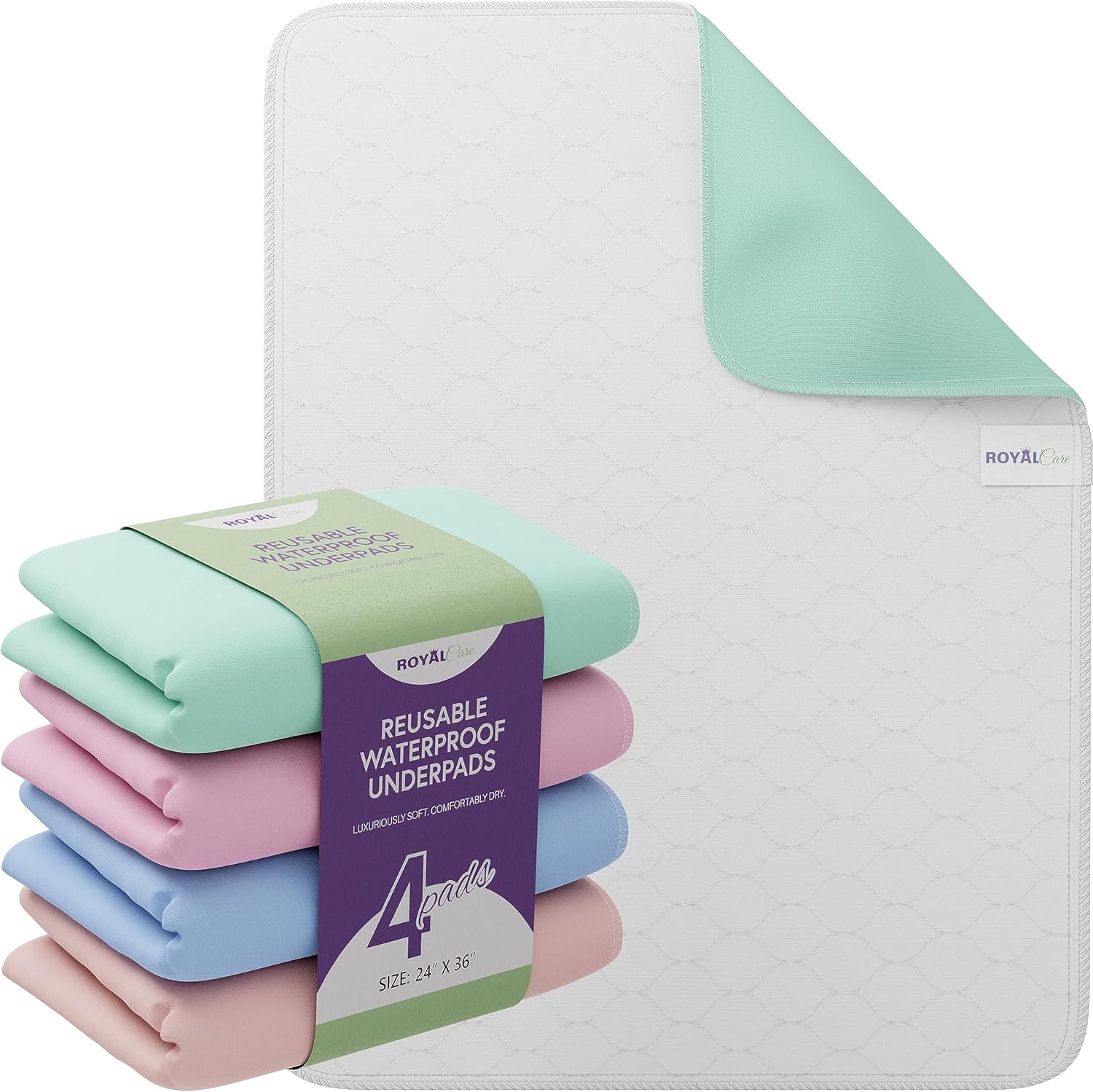 Royal Care Incontinence Bed Pads 4 Pack 24x36 Reusable