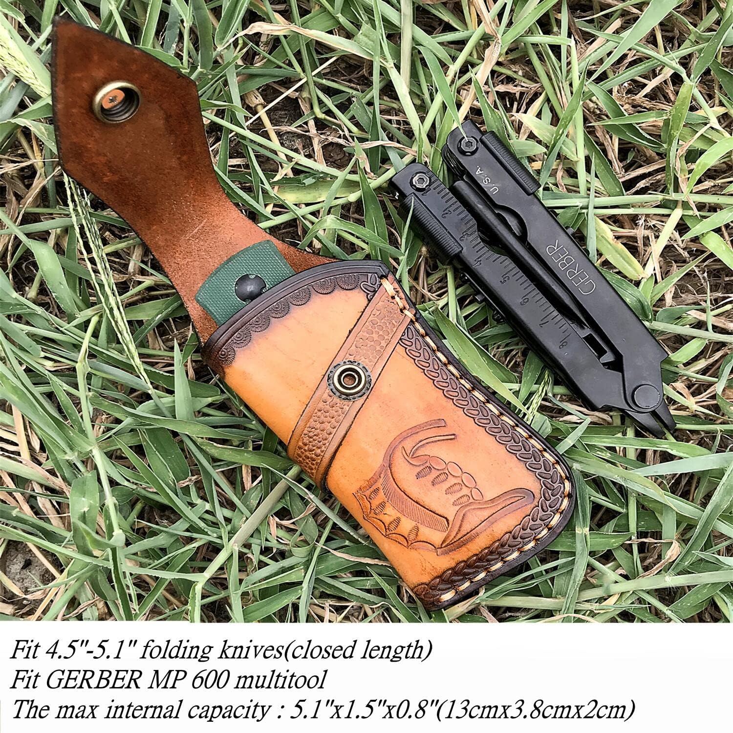 COHOMELARS Genuine Leather Knife Sheath for 45-51 Folding Knives