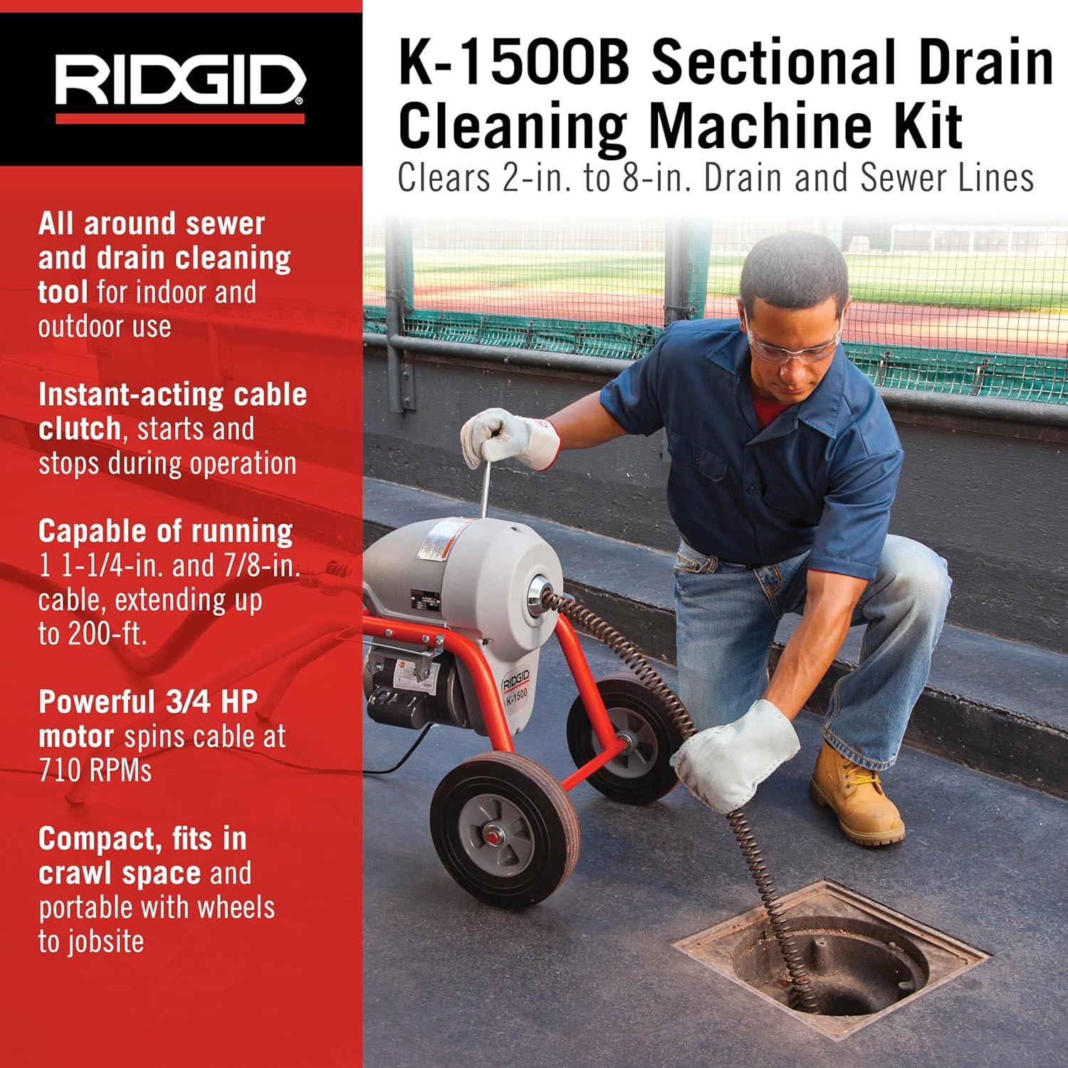 RIDGID 23717 K-1500B Sectional Drain Cleaner