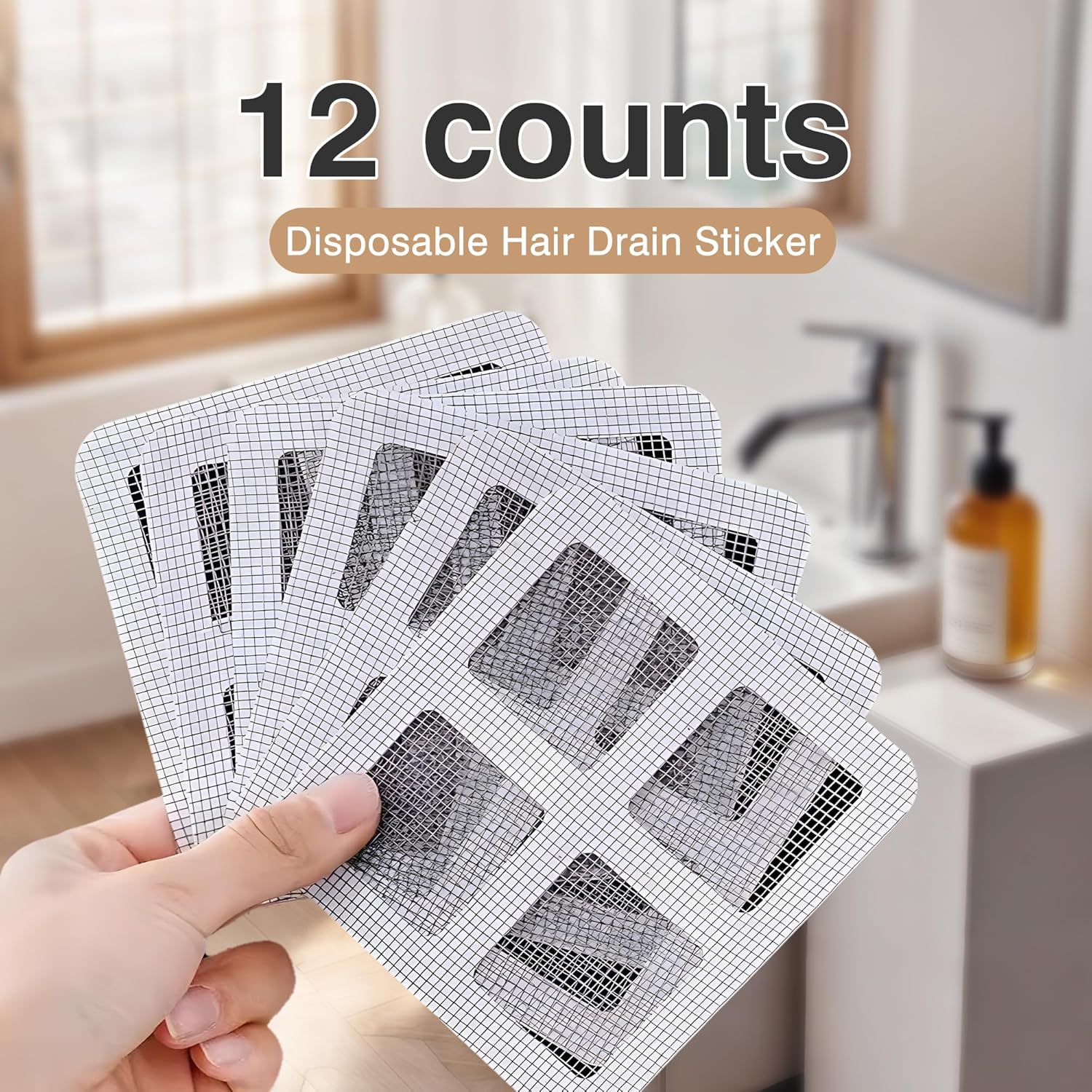 JESOT 12 Pcs Disposable Shower Hair Catcher Stickers