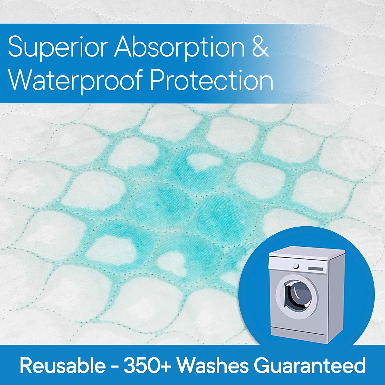 RMS Ultra Soft 4-Layer Reusable Incontinence Bed Pad - 34X72