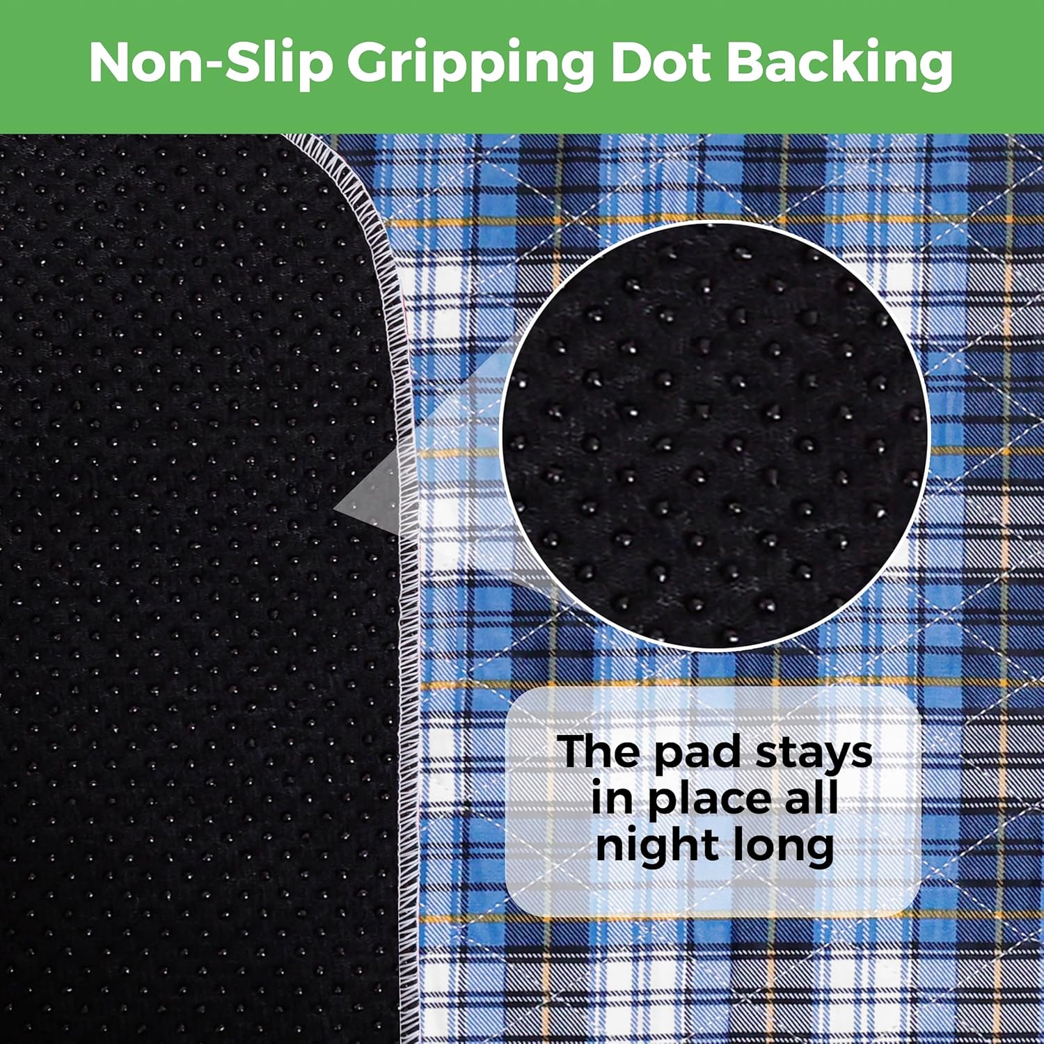AbleUplift Washable Waterproof Bed Pads 2 Pack Blue Plaid
