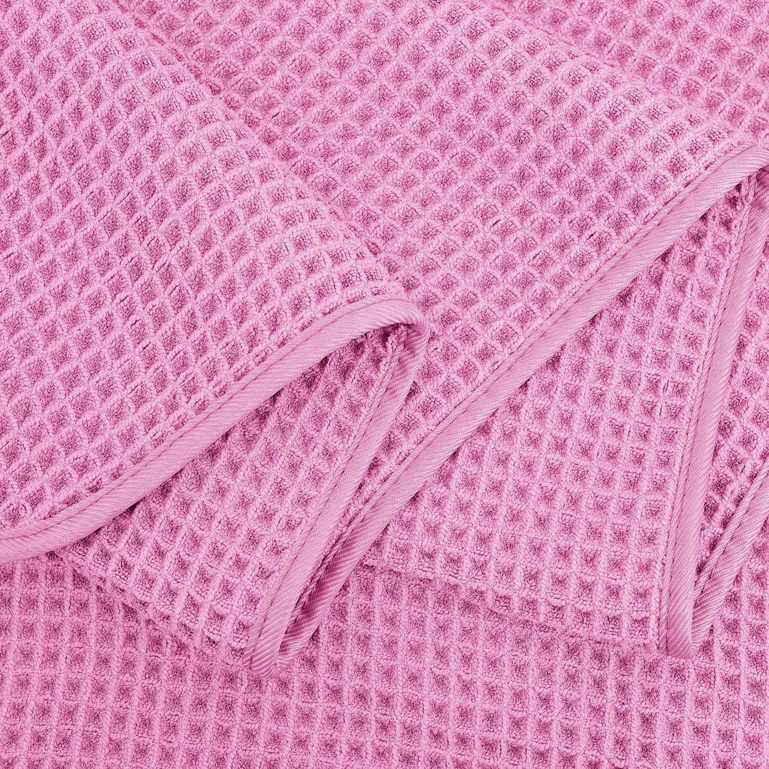 POLYTE Microfiber Bath Towel 60x30 in 4 Pack Pink Waffle Weave